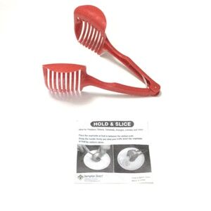 Hold & Slice Gadget for Eggs/Onions/Potatoes/Tomatoes/Fruits *RED*